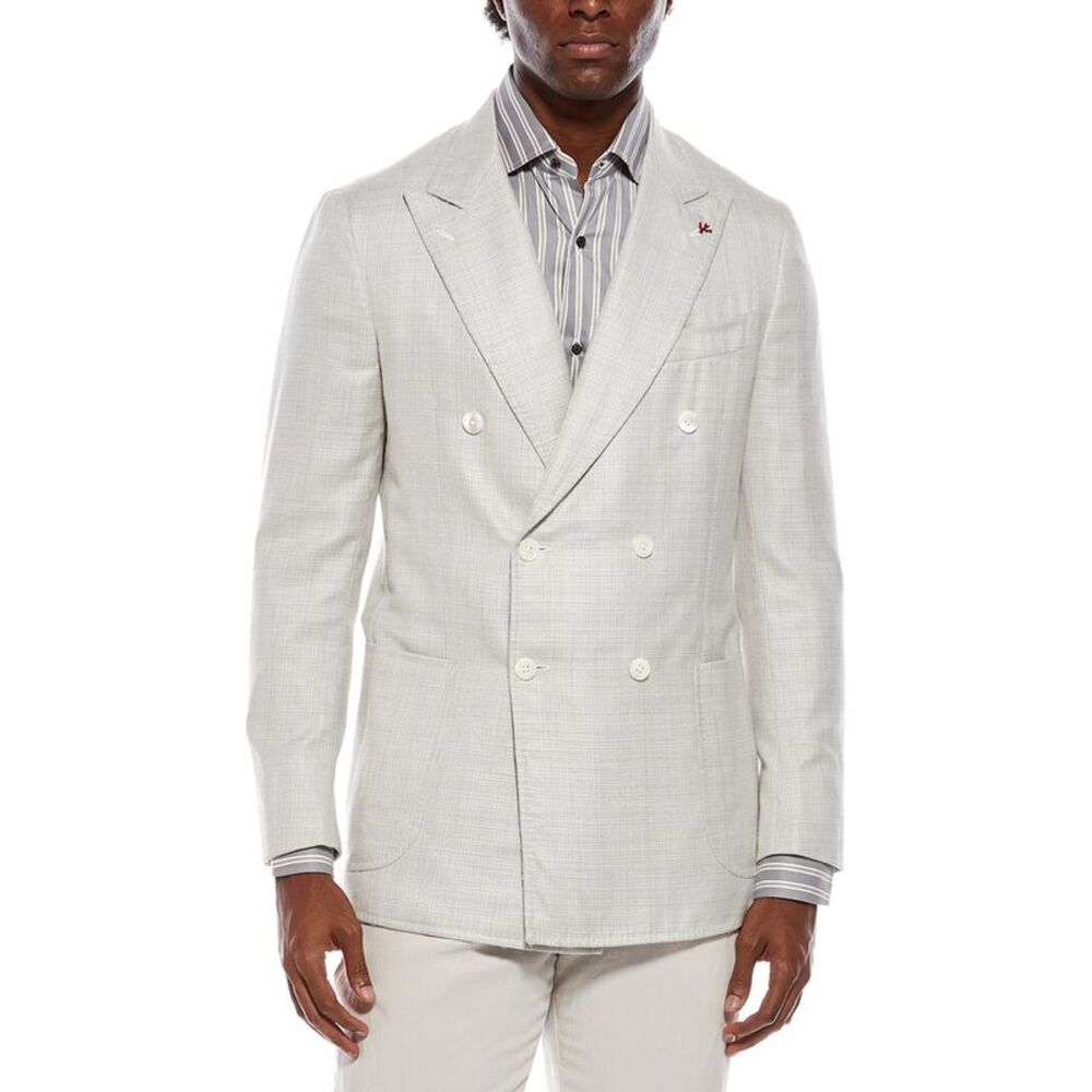 Isaia Mens Wool, Silk, & Linen-Blend Blazer, Tan